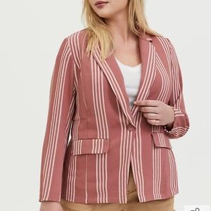 Torrid Dusty Rose Stripe Longline Boyfriend Blazer 1